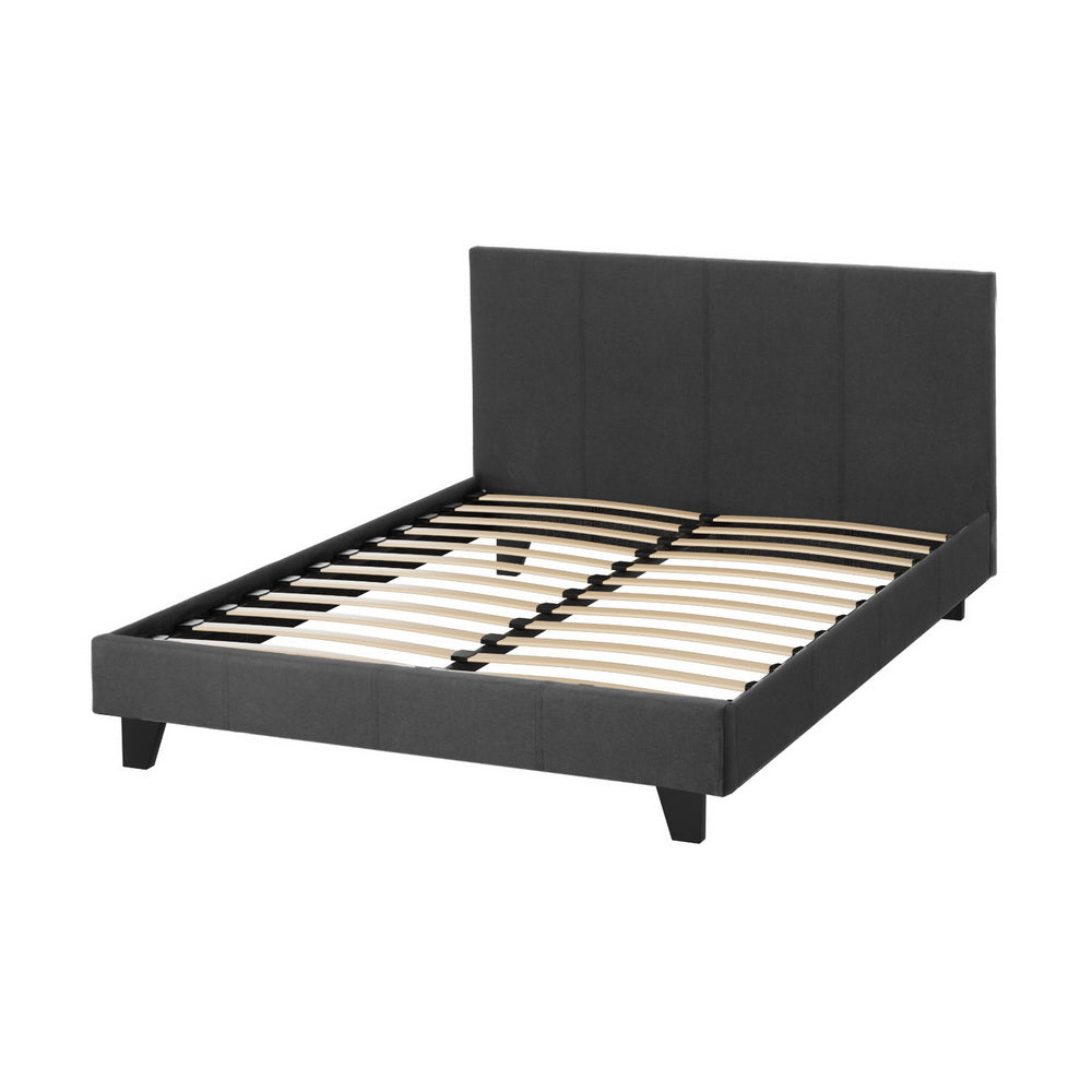 Double Size Bed Frame Charcoal Neo Modern Platform Design