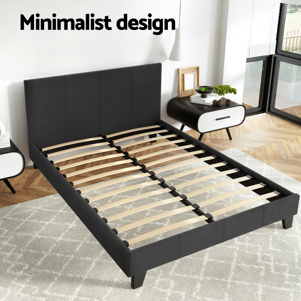 Double Size Bed Frame Charcoal Neo Modern Platform Design