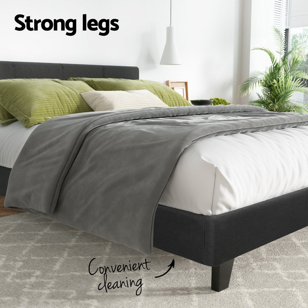 Double Size Bed Frame Charcoal Neo Modern Platform Design