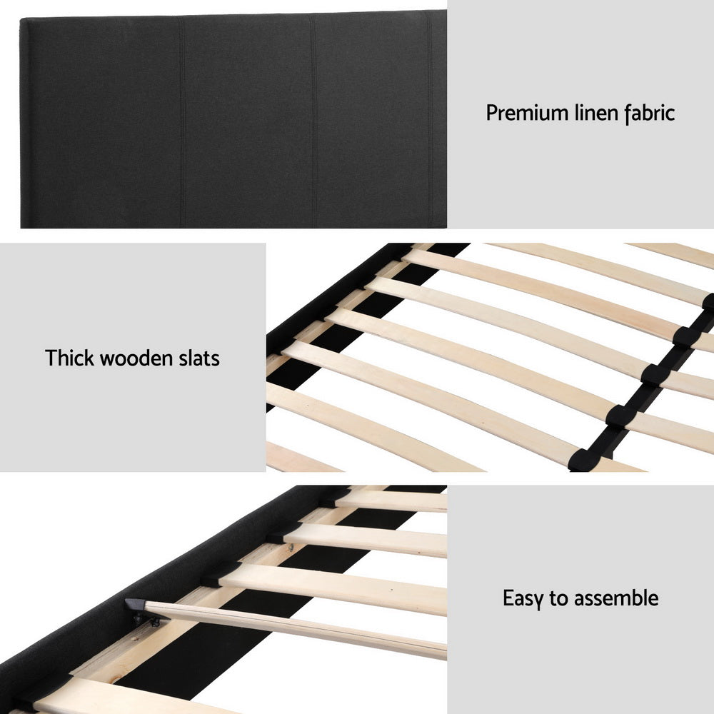 Double Size Bed Frame Charcoal Neo Modern Platform Design