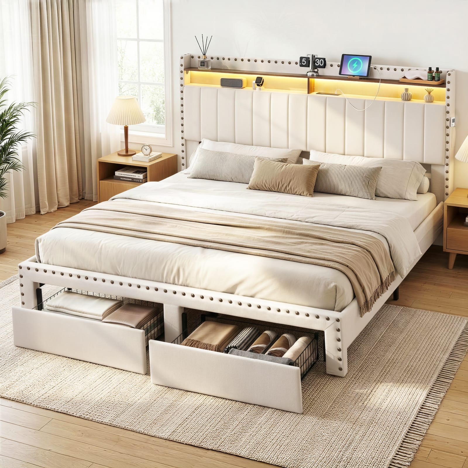 King Bed Frame With Storage 2x3cm