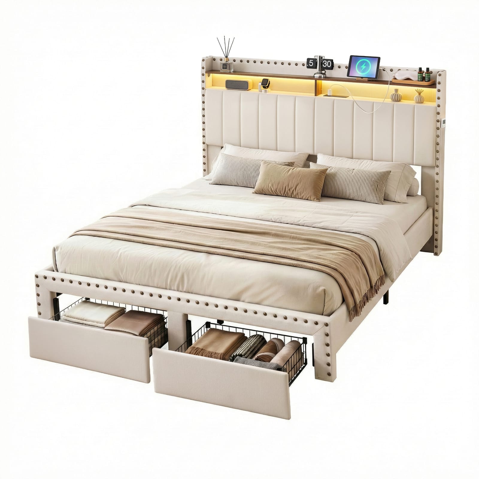 King Bed Frame With Storage 2x3cm
