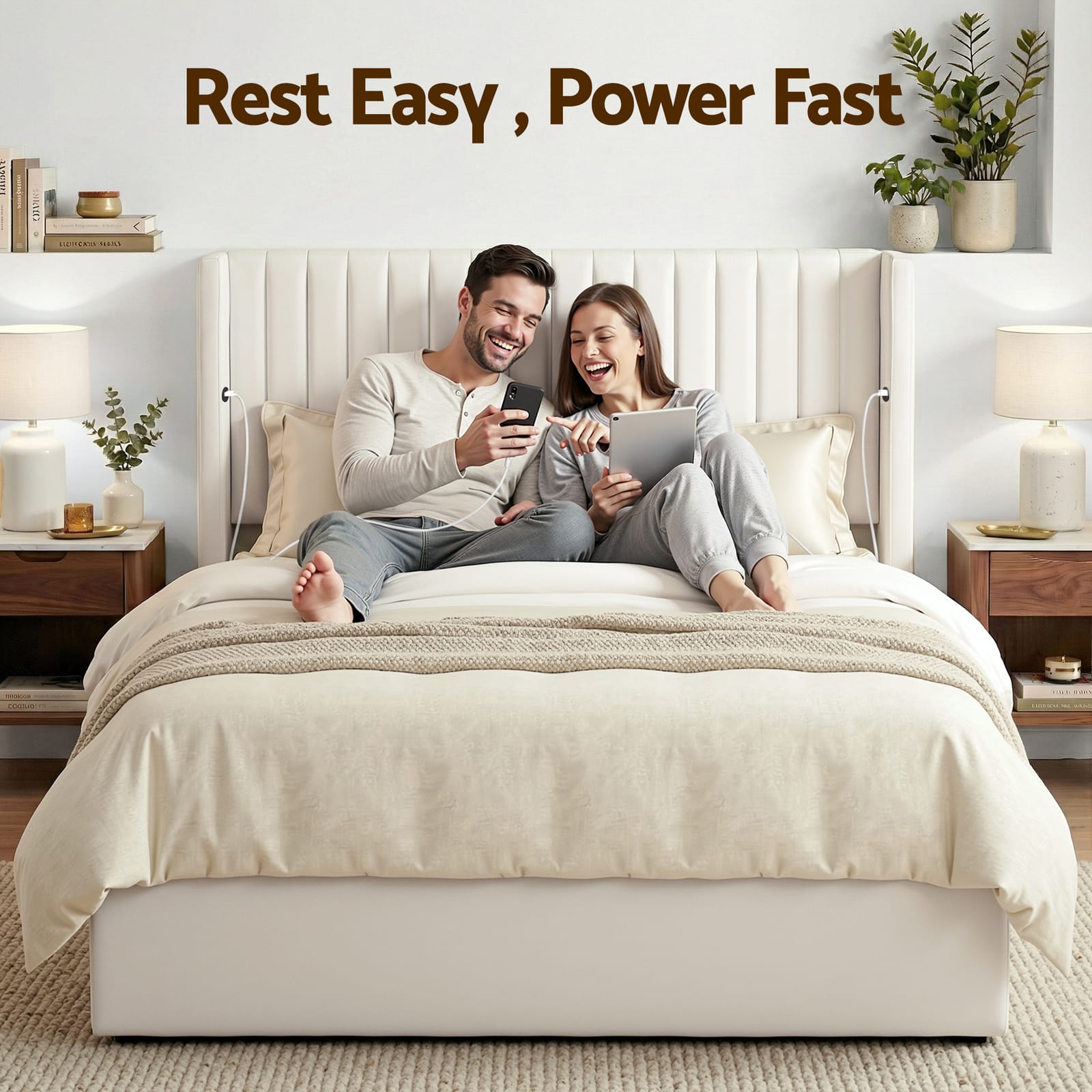 Double Bed Frame Storage White king