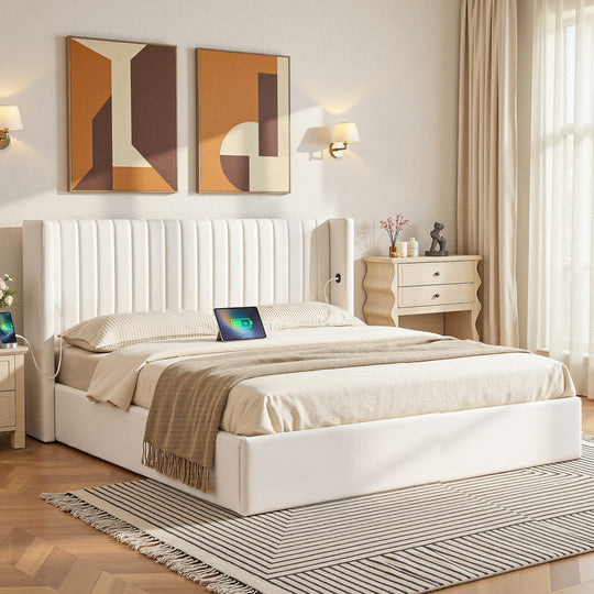 King Bed Frame Storage White