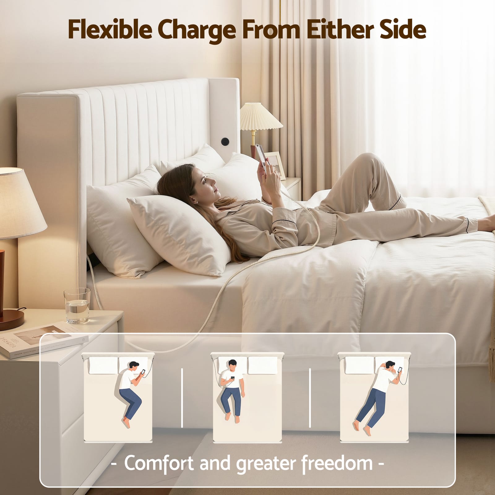 King Bed Frame Storage White