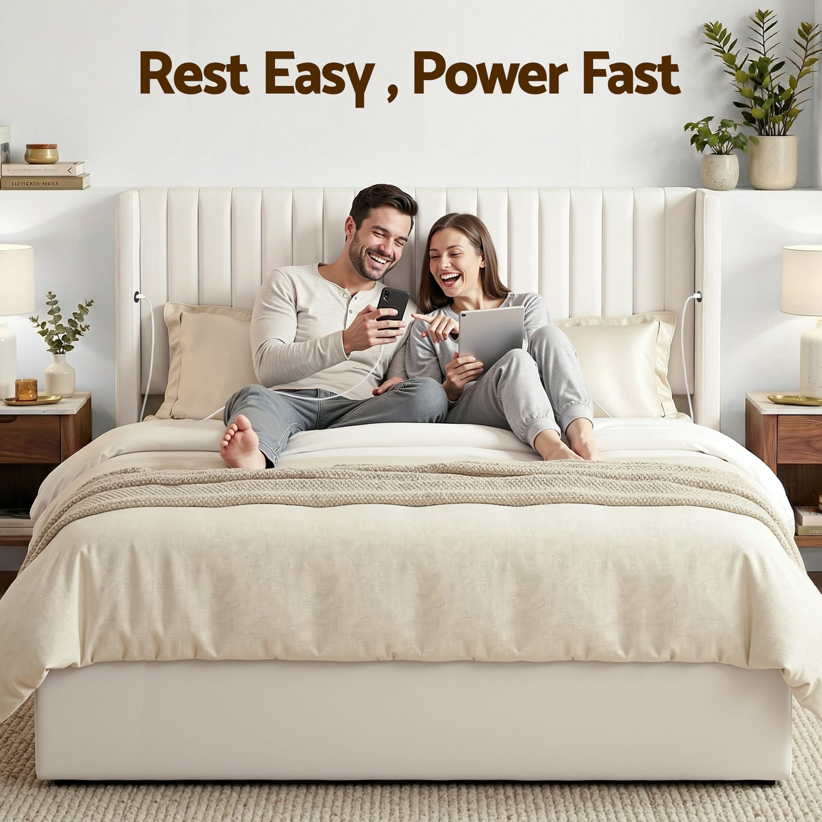King Bed Frame Storage White