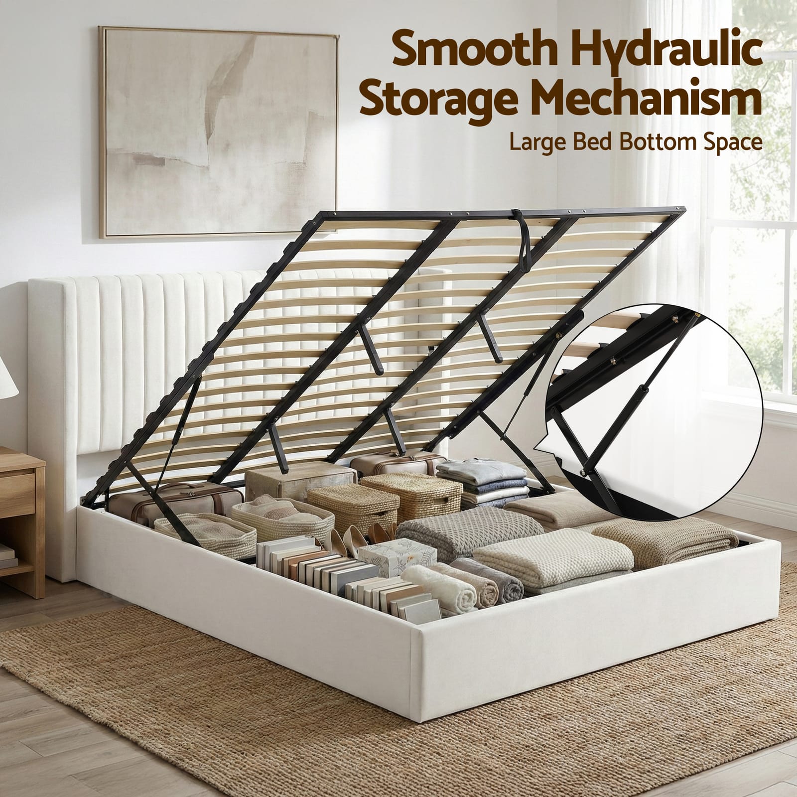 King Bed Frame Storage White