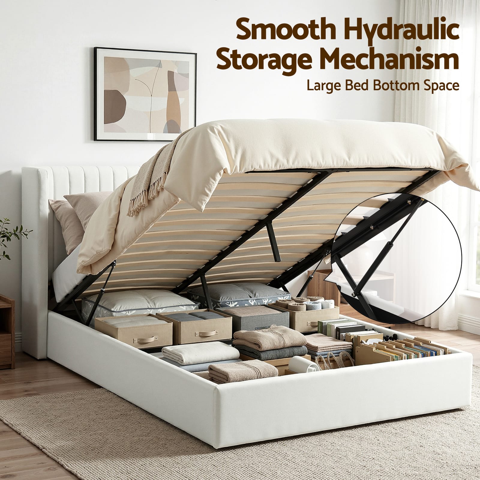 Queen Bed Frame Storage White