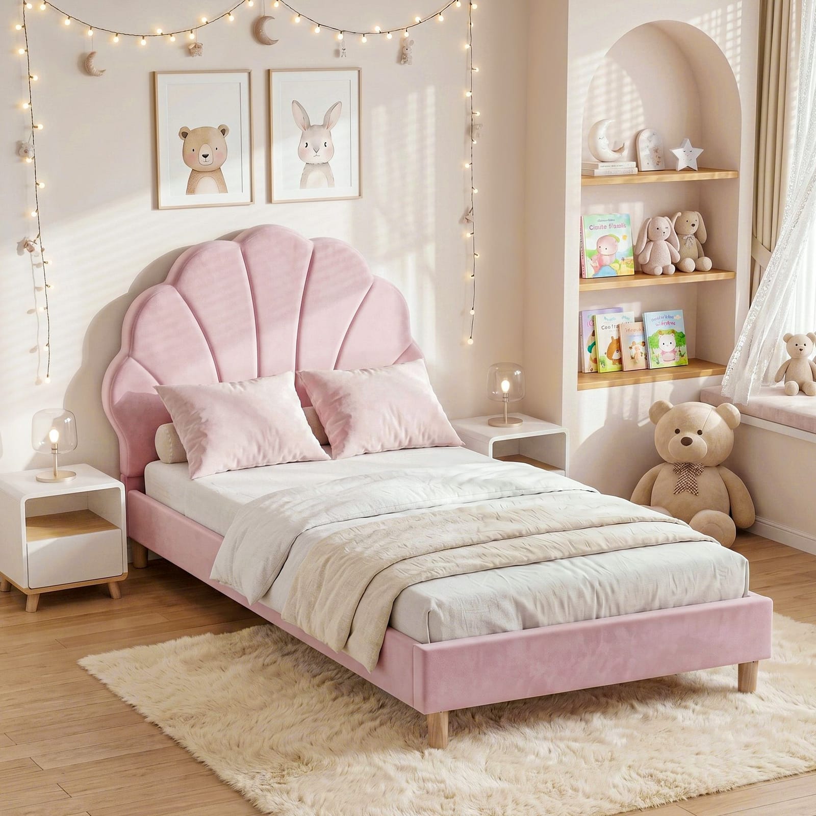 Single Bed Pink Velvet Frame king