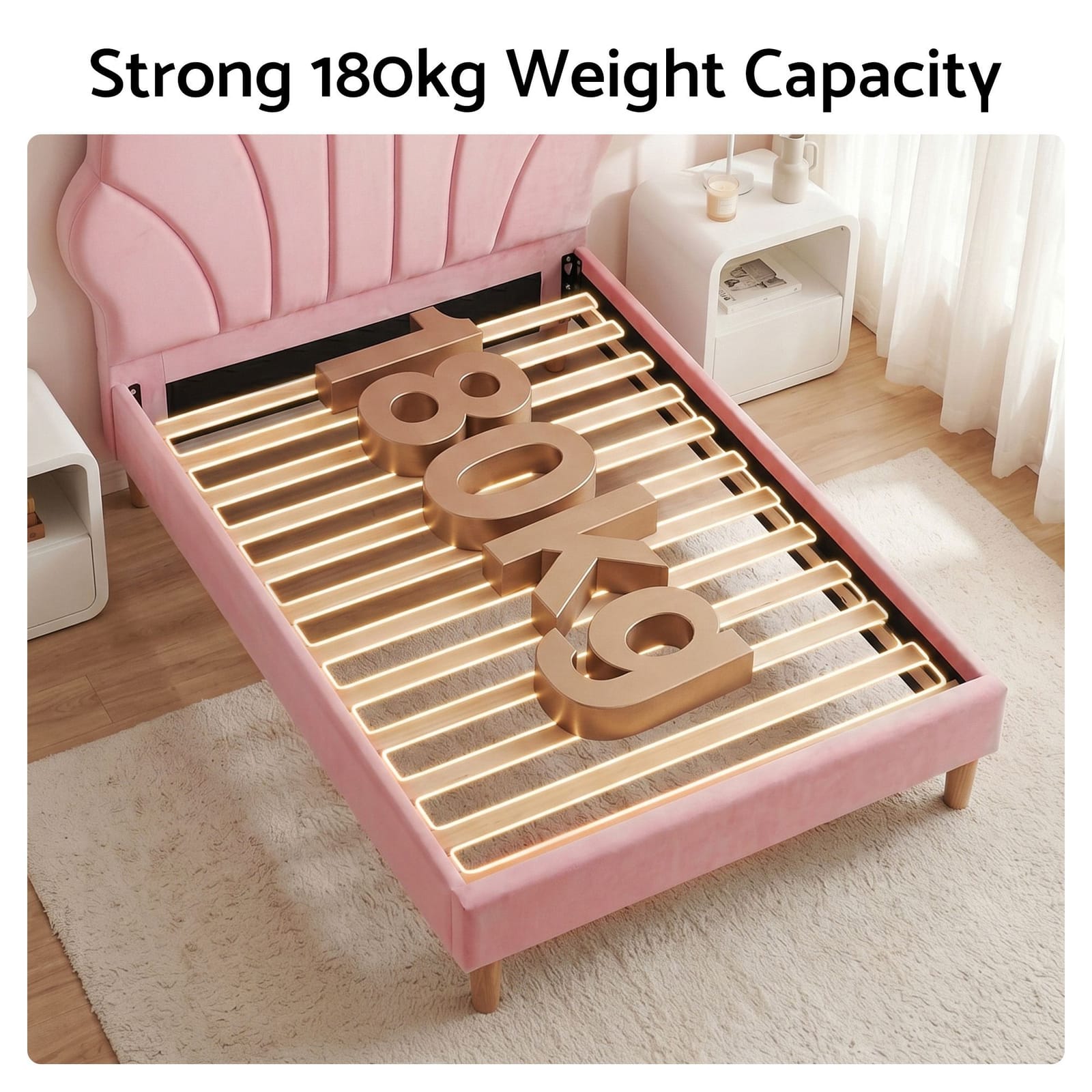 Single Bed Pink Velvet Frame king