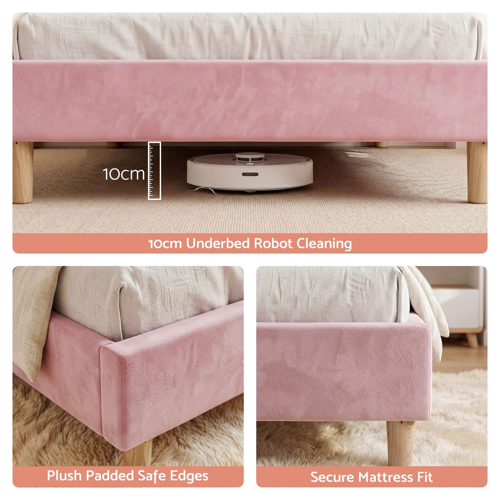 Single Bed Pink Velvet Frame king