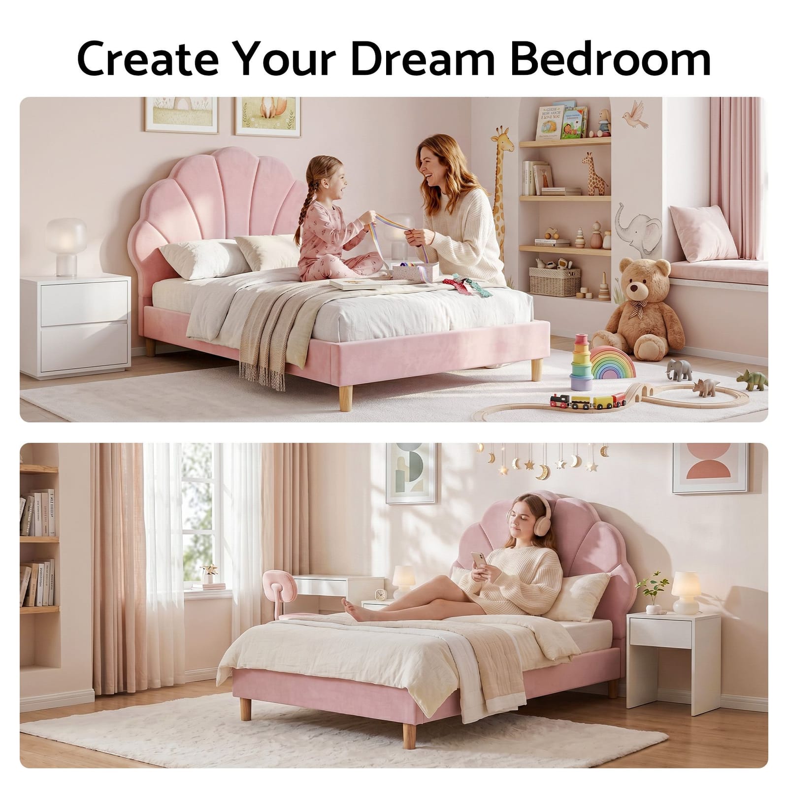 Single Bed Pink Velvet Frame king