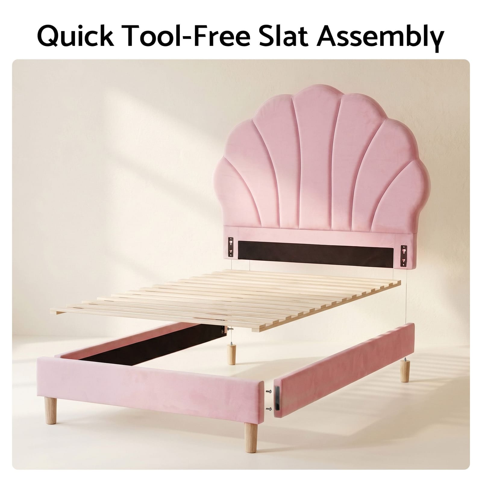 Single Bed Pink Velvet Frame king