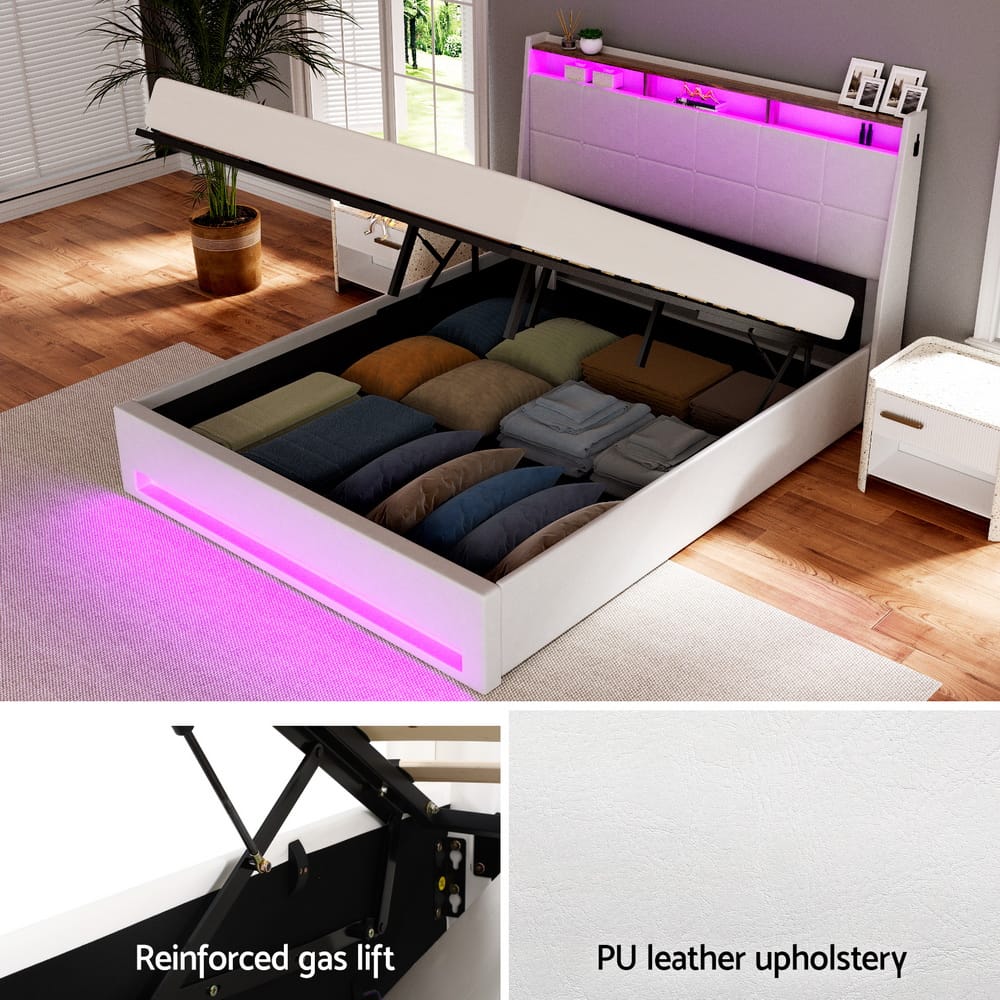 Double Bed Frame With Storage 202x149x113cm
