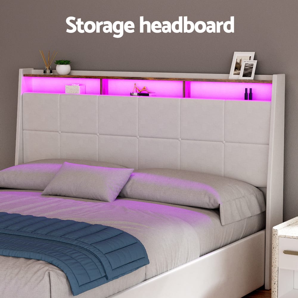 Double Bed Frame With Storage 202x149x113cm