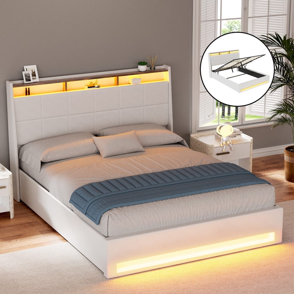 Double Bed Frame With Storage 202x149x113cm