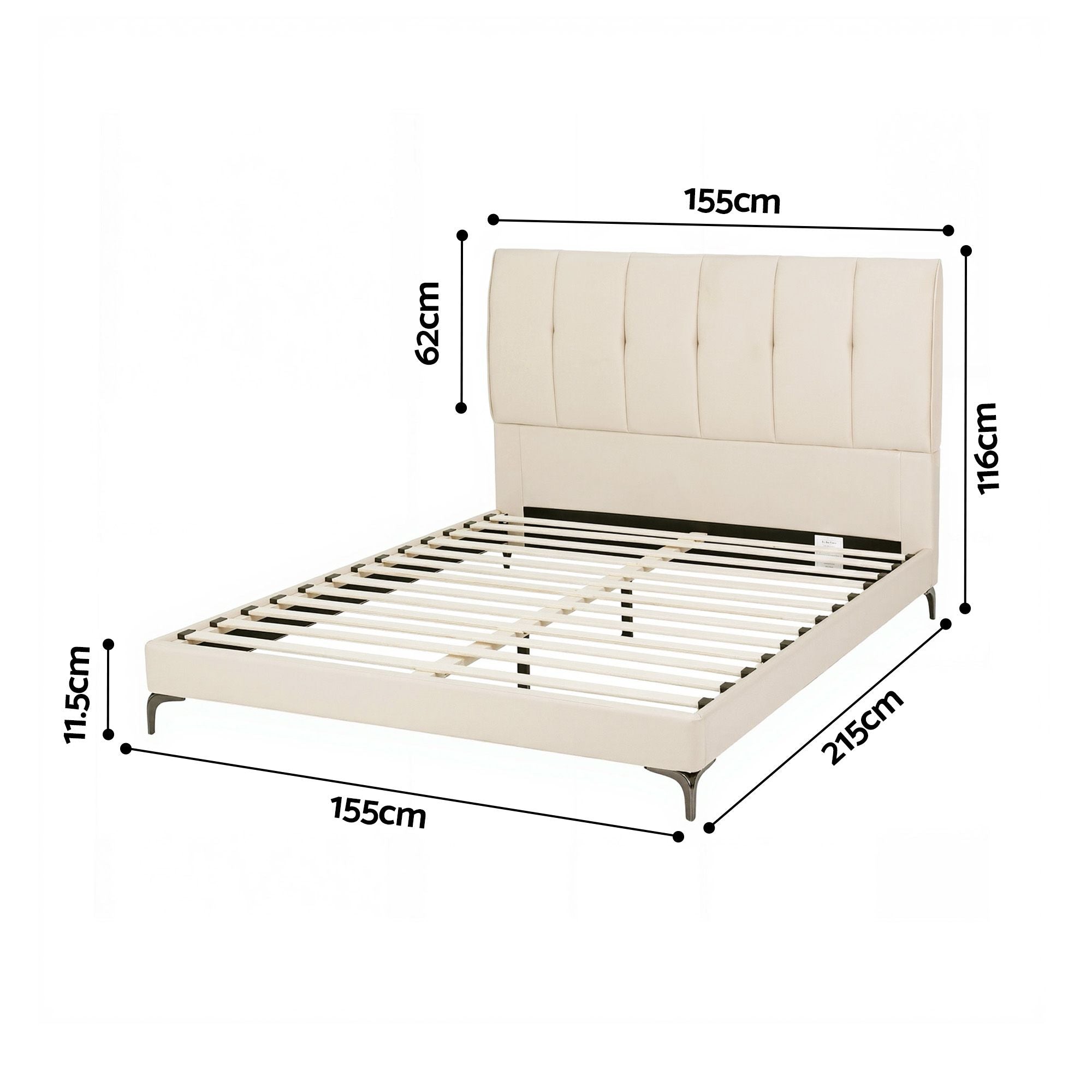 Queen Bed Frame Tufted Velvet Headboard 300kg | Simpledeals