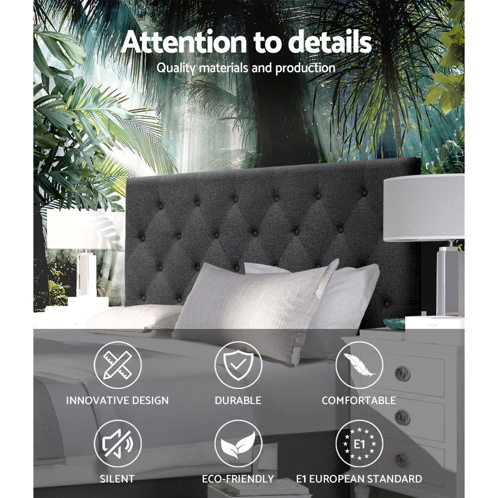 Bed Head Headboard Double Size Fabric - CAPPI Charcoal, Fabric finish