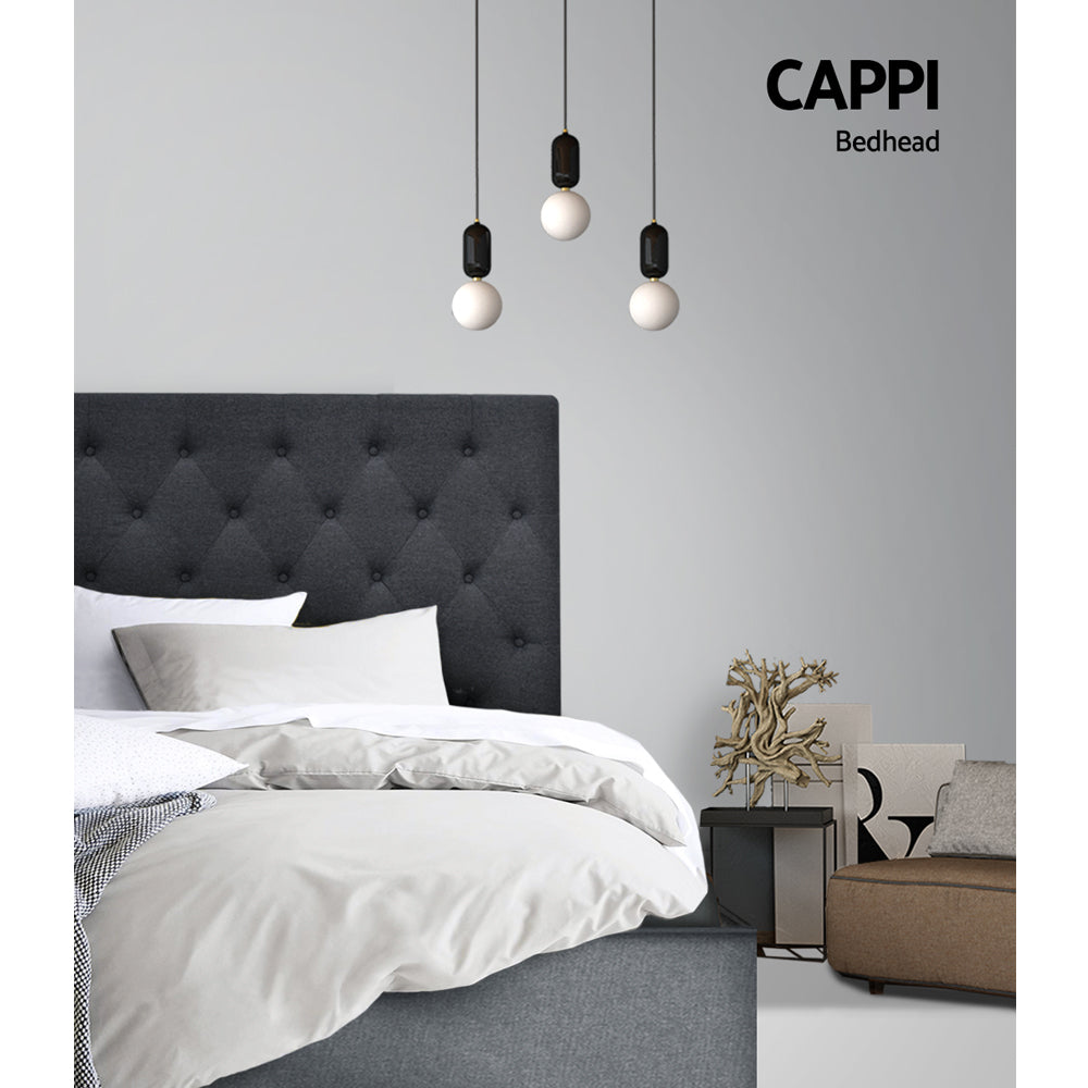 Headboards - Bed Head Headboard Double Size Fabric - CAPPI Charcoal