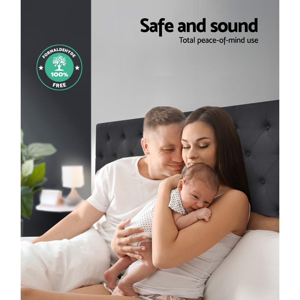 Head Bedhead Frame Base - Cappi King Size Fabric Bed Headboard Charcoal Stylish Design