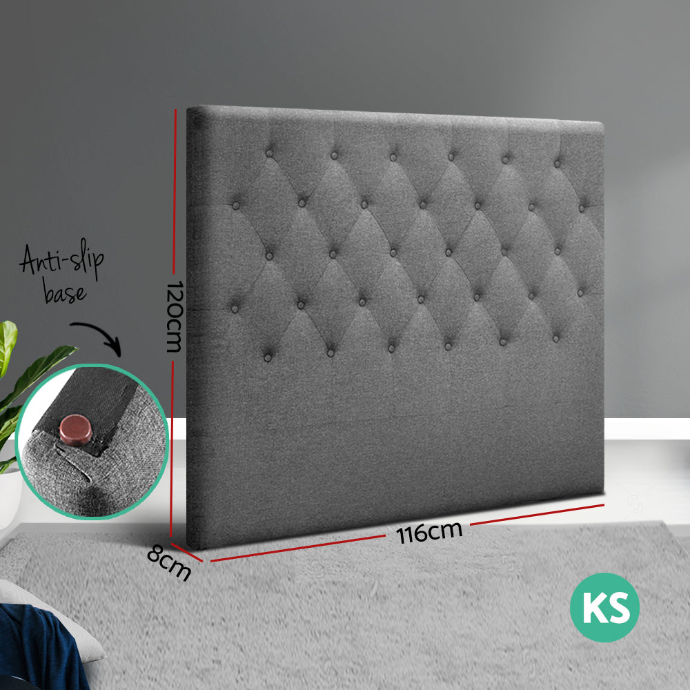 Bed Head Headboard King Single Size Fabric Grey