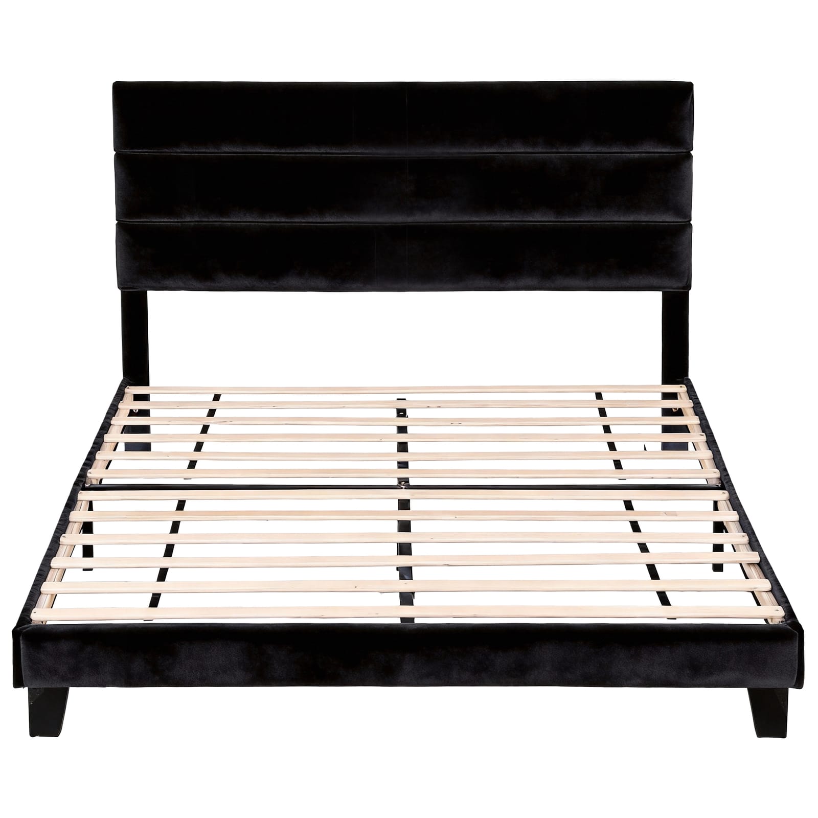 King Bed Frame Velvet Upholstered