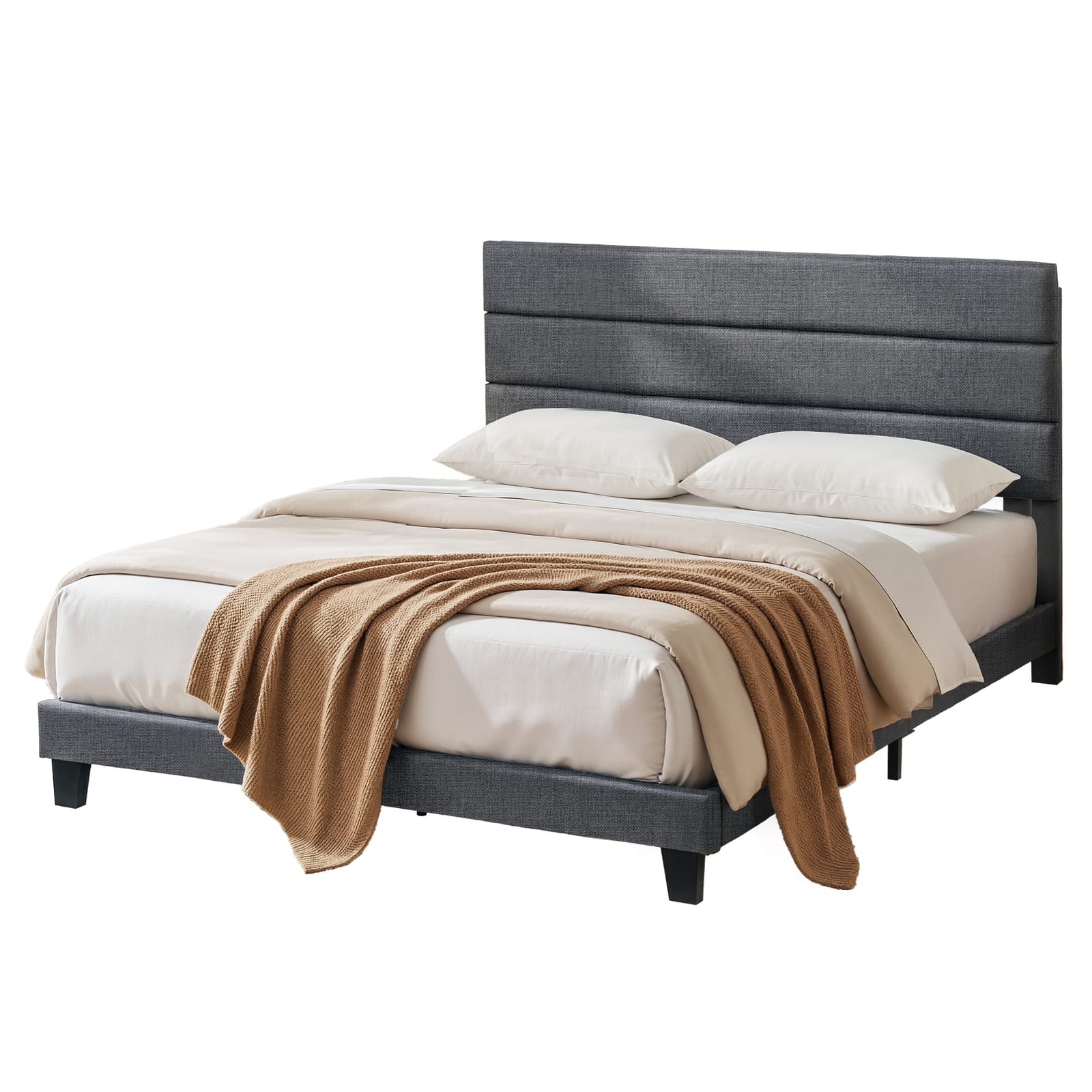 King Bed Frame Charcoal Upholstered