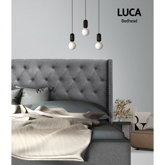 Bed Head Headboard Queen Size Fabric - LUCA Grey