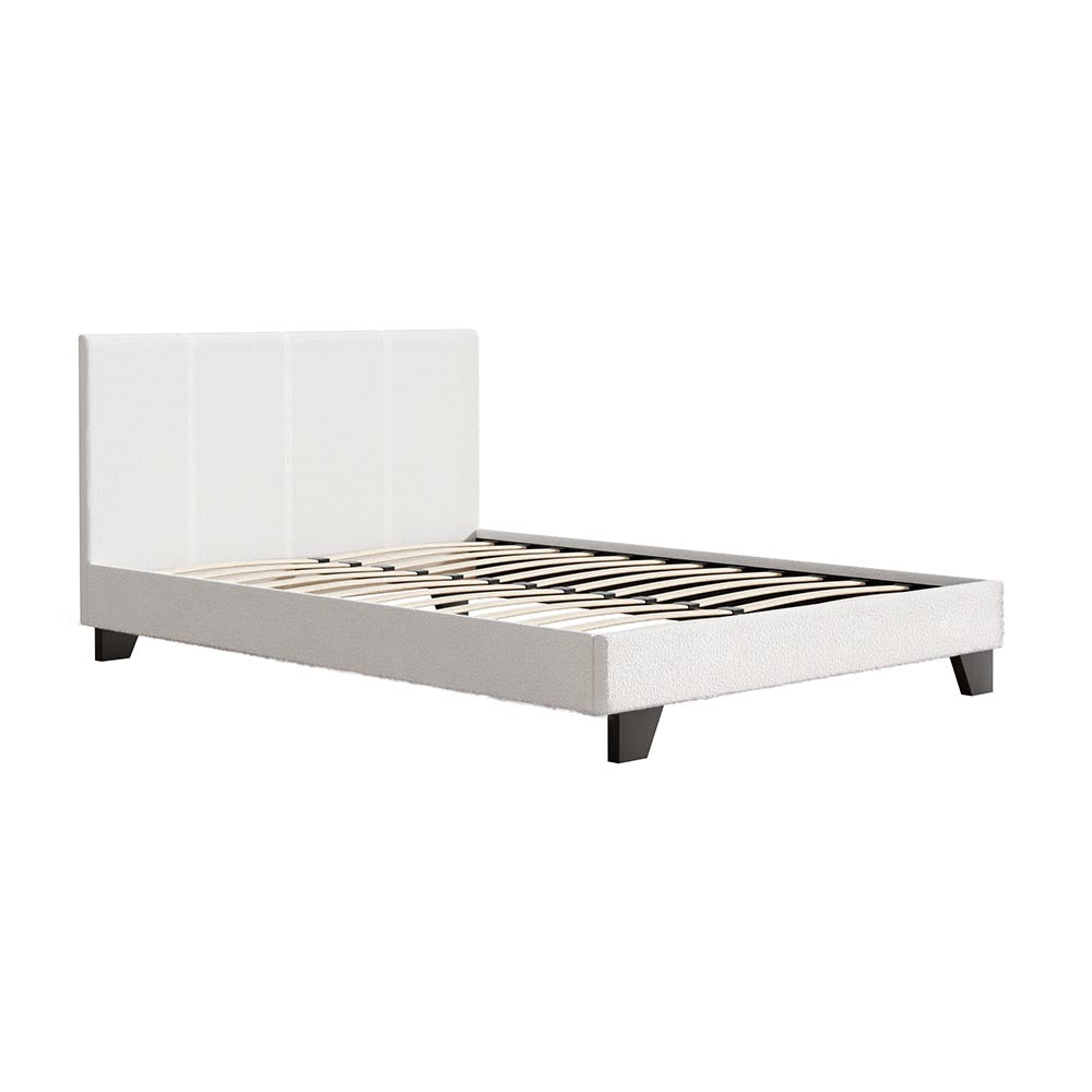 Double Size Boucle Upholstered Bed Frame With Padded Design