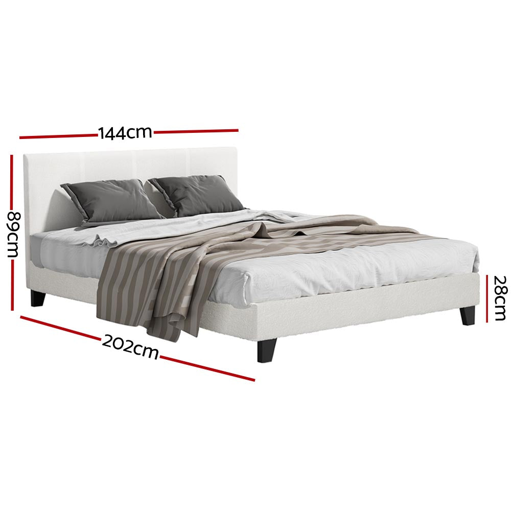 Double Size Boucle Upholstered Bed Frame With Padded Design