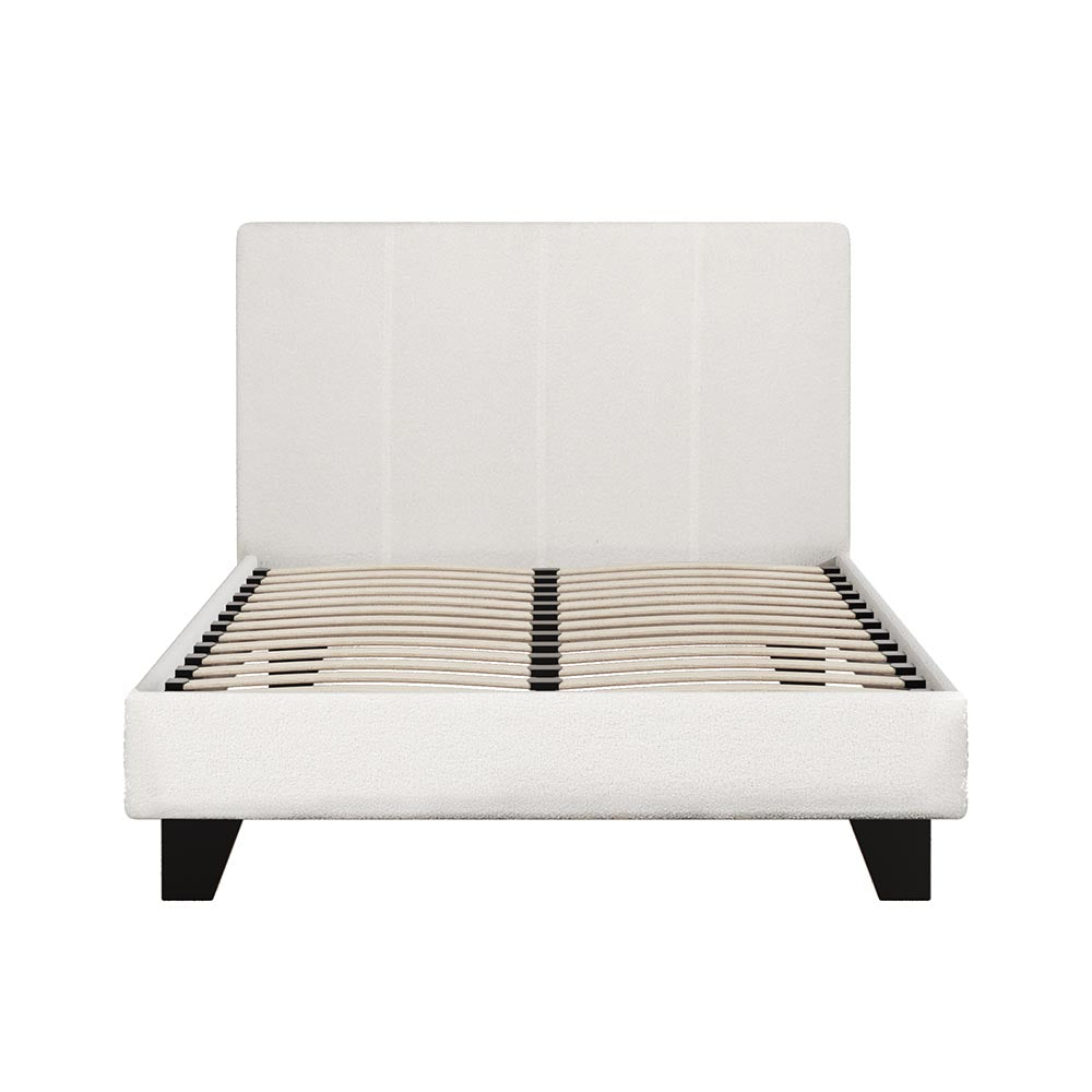 King Single Boucle Upholstered Bed Frame With Padded Design