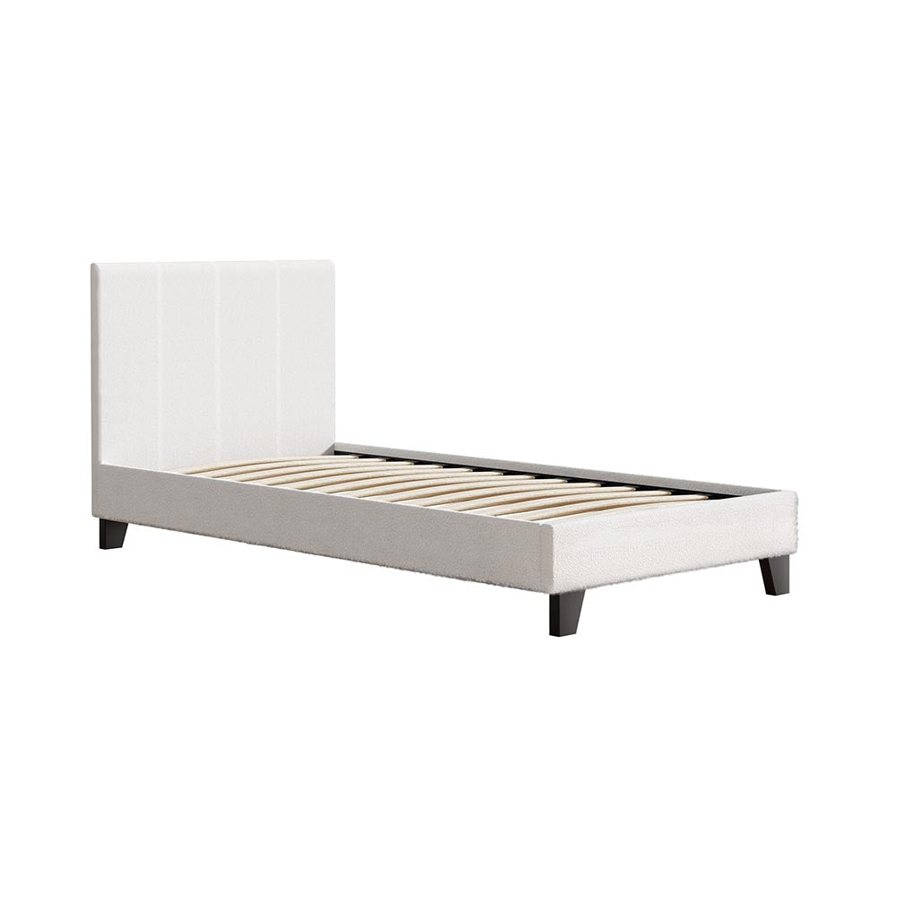 Single Bed Frame Boucle NEO Upholstered Modern Fabric Platform Bed Base