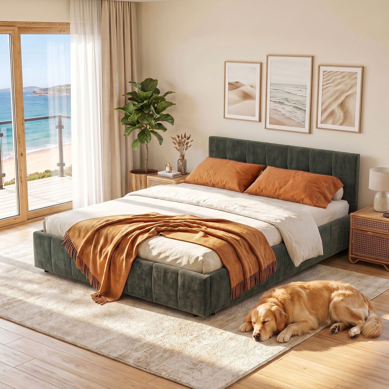 Double Bed Frame Heavy Duty Green 138x6x1.2cm