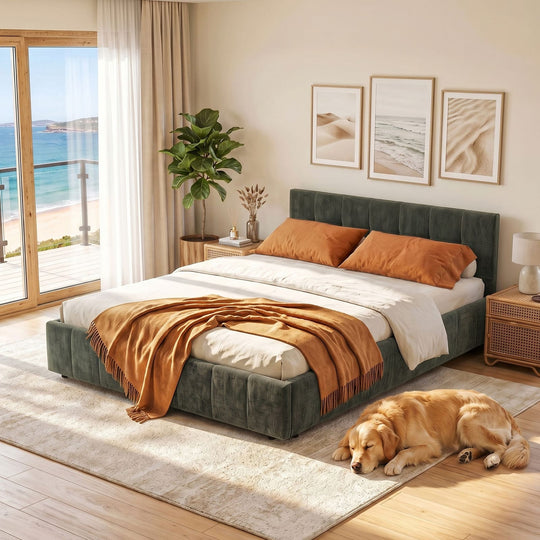 Double Bed Frame Heavy Duty Green 138x6x1.2cm
