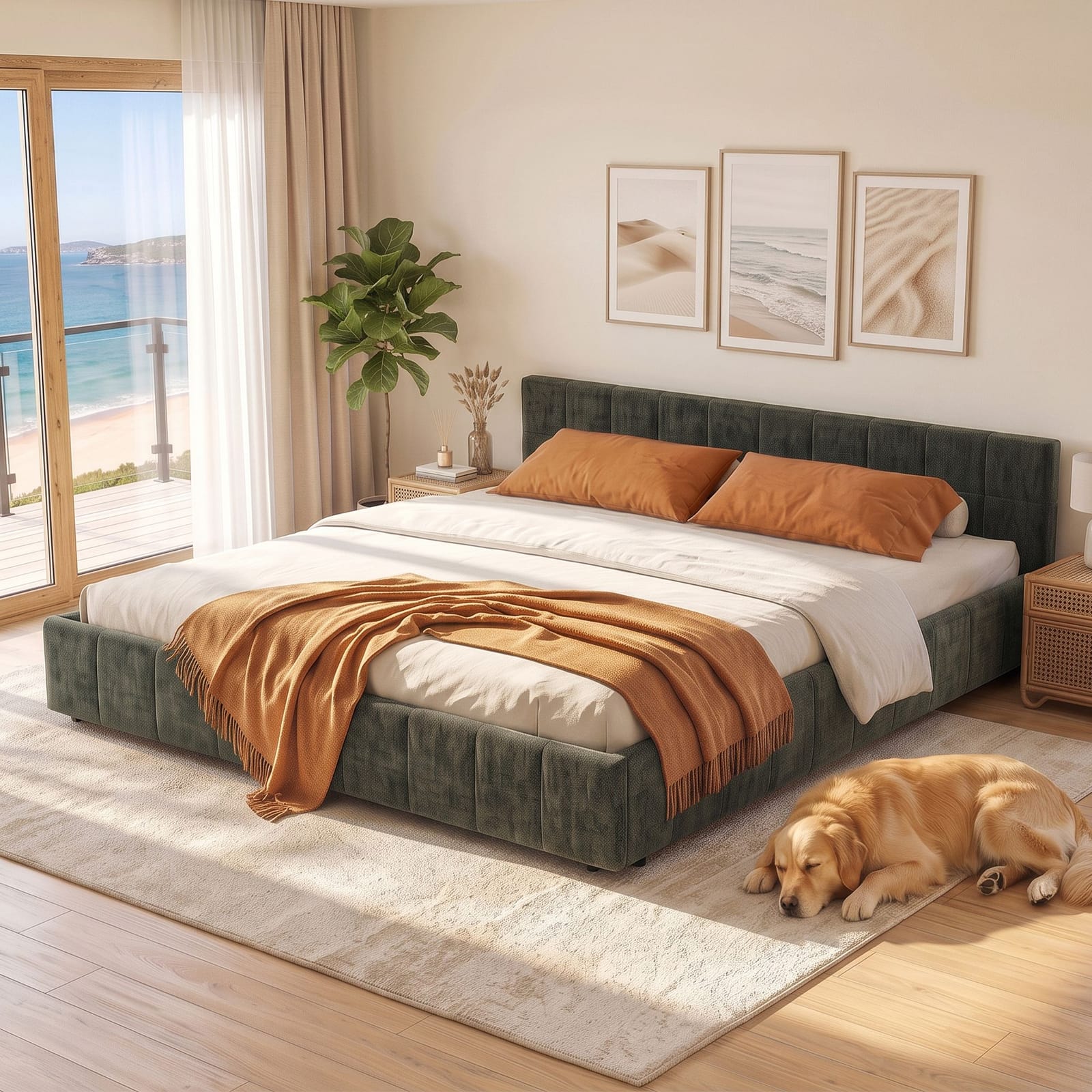 King Bed Frame Heavy Duty Green 183x6x1.2cm