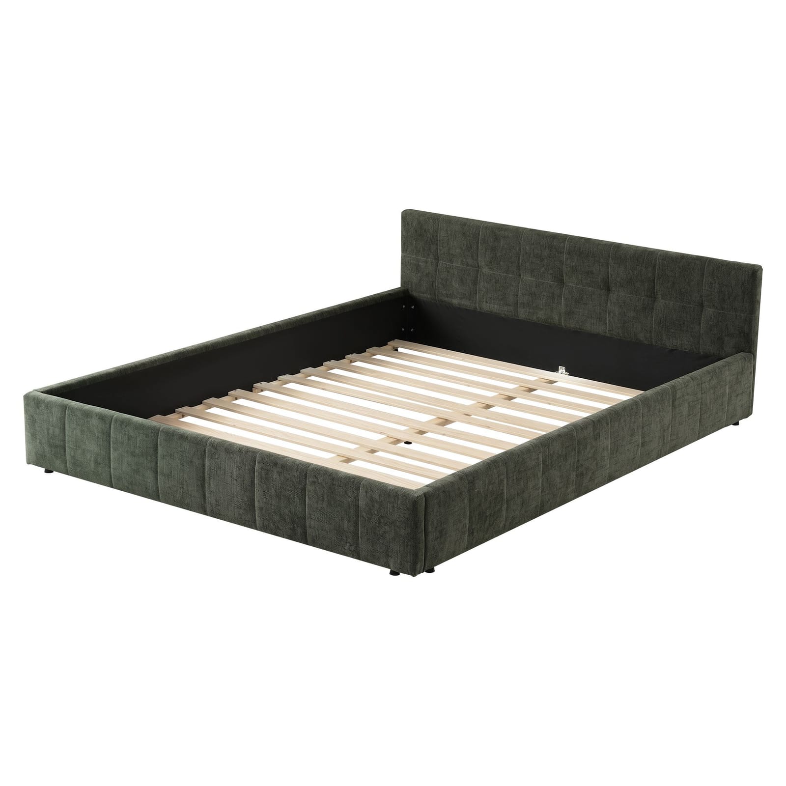 Queen Bed Frame Chenille Heavy Duty
