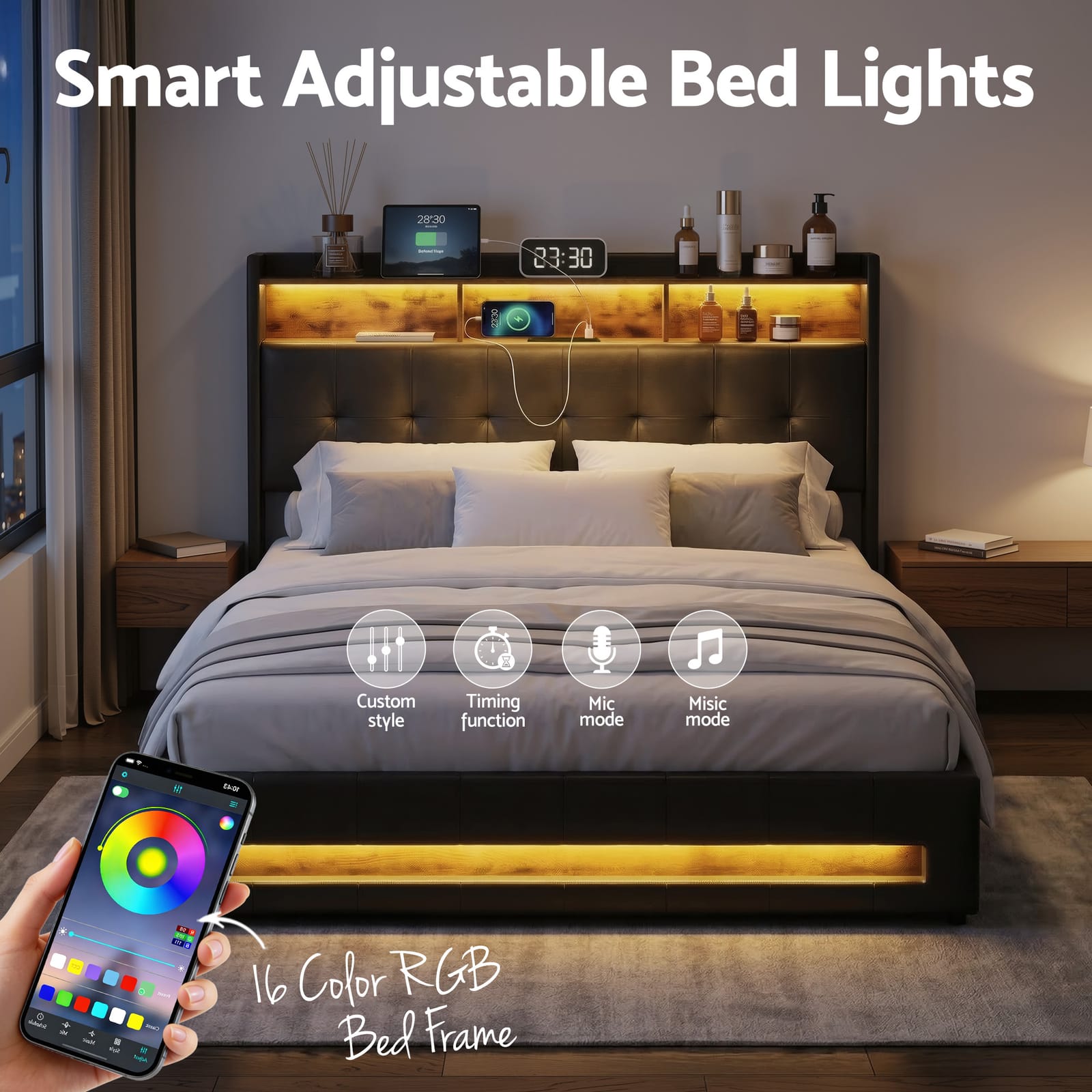 Queen Bed Frame With Storage 2x3cm