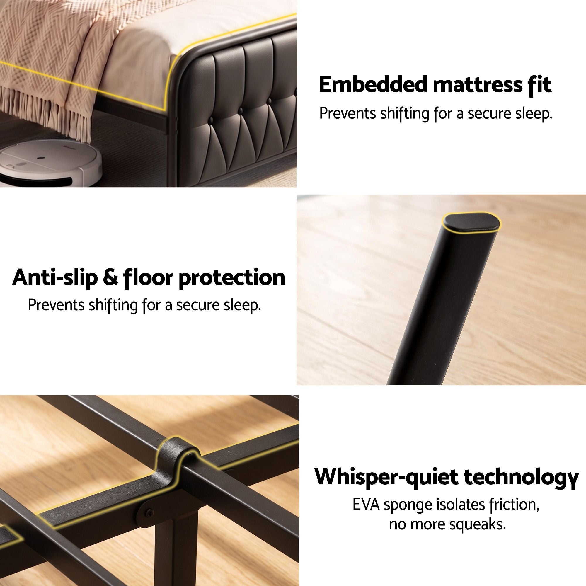Double Bed Frame Storage Headboard USB Charging | Simpledeal