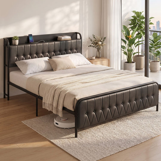 King Bed Frame Storage Headboard Charging Station - Beds & Bed Frames