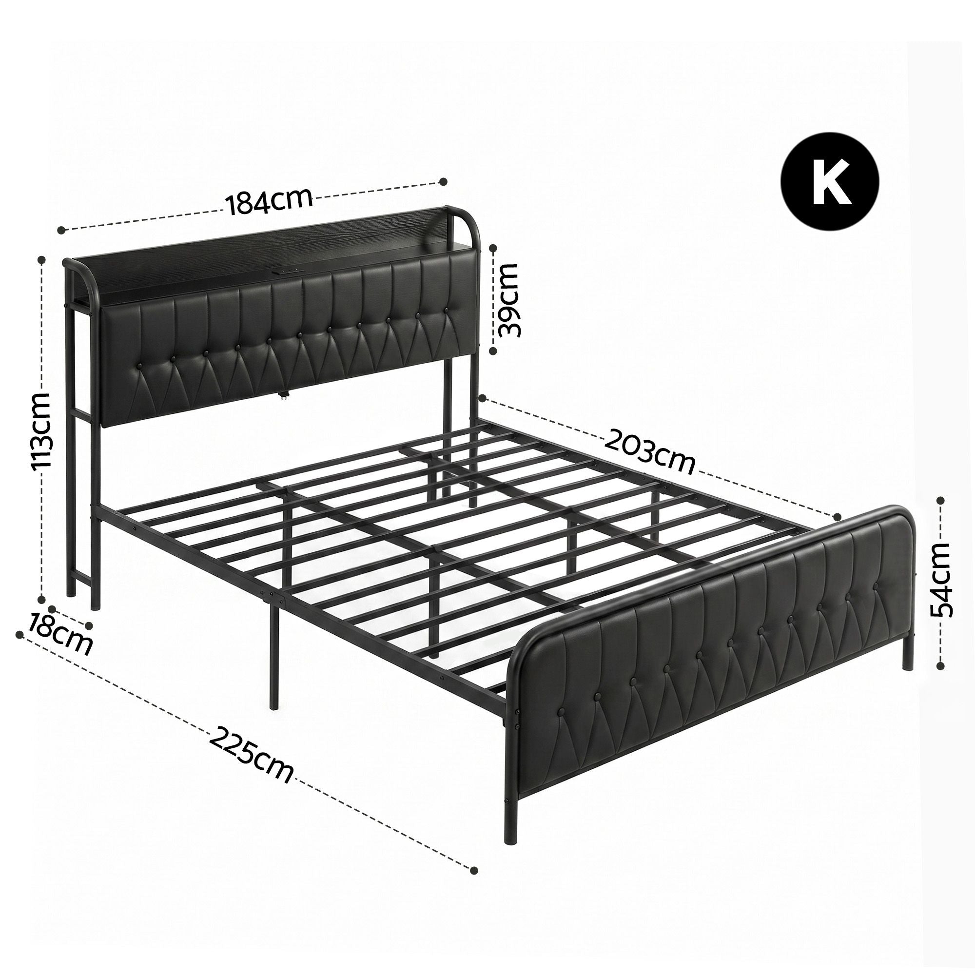 King Bed Frame Storage Headboard Charging Station | Simplede