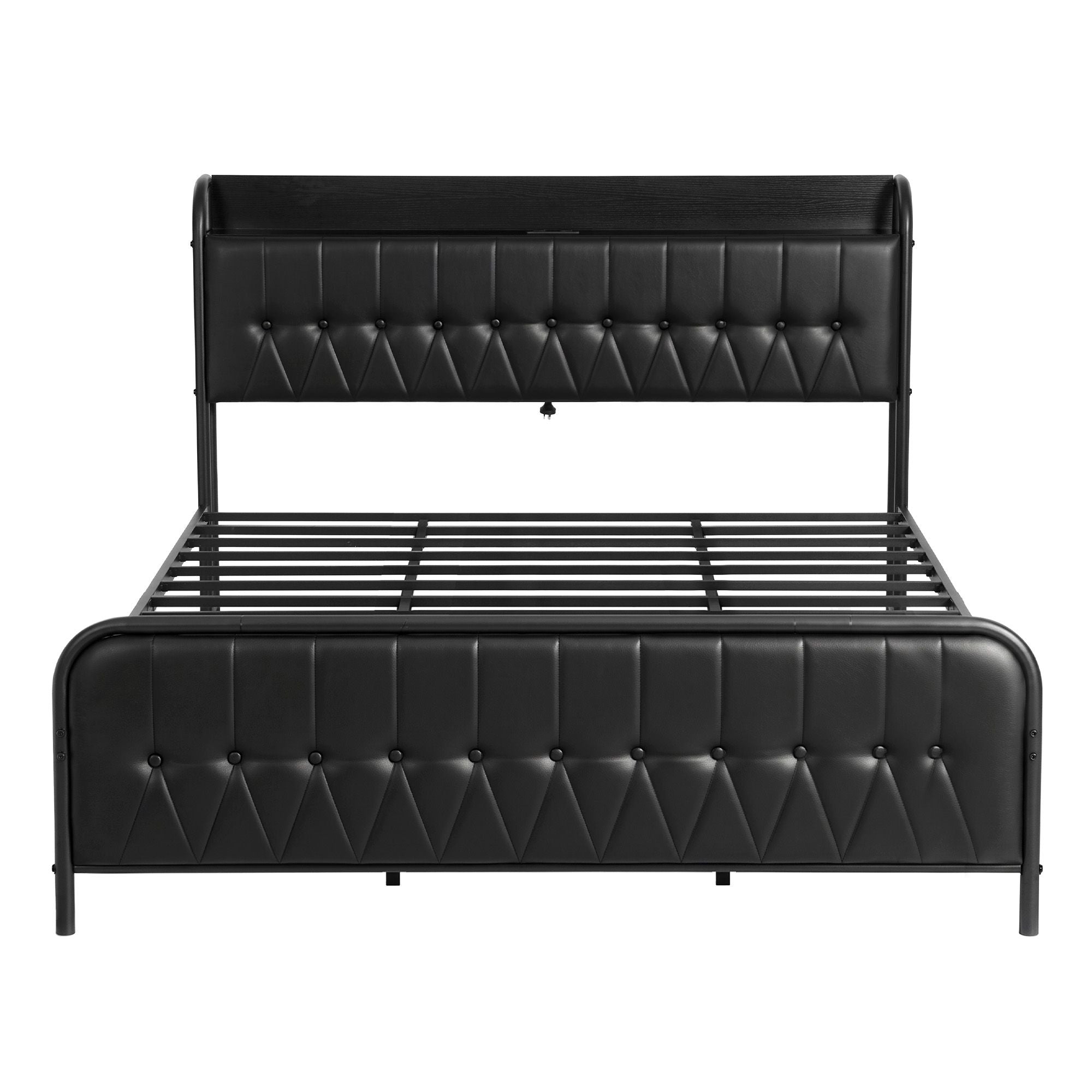 King Bed Frame Storage Headboard Charging Station | Simplede