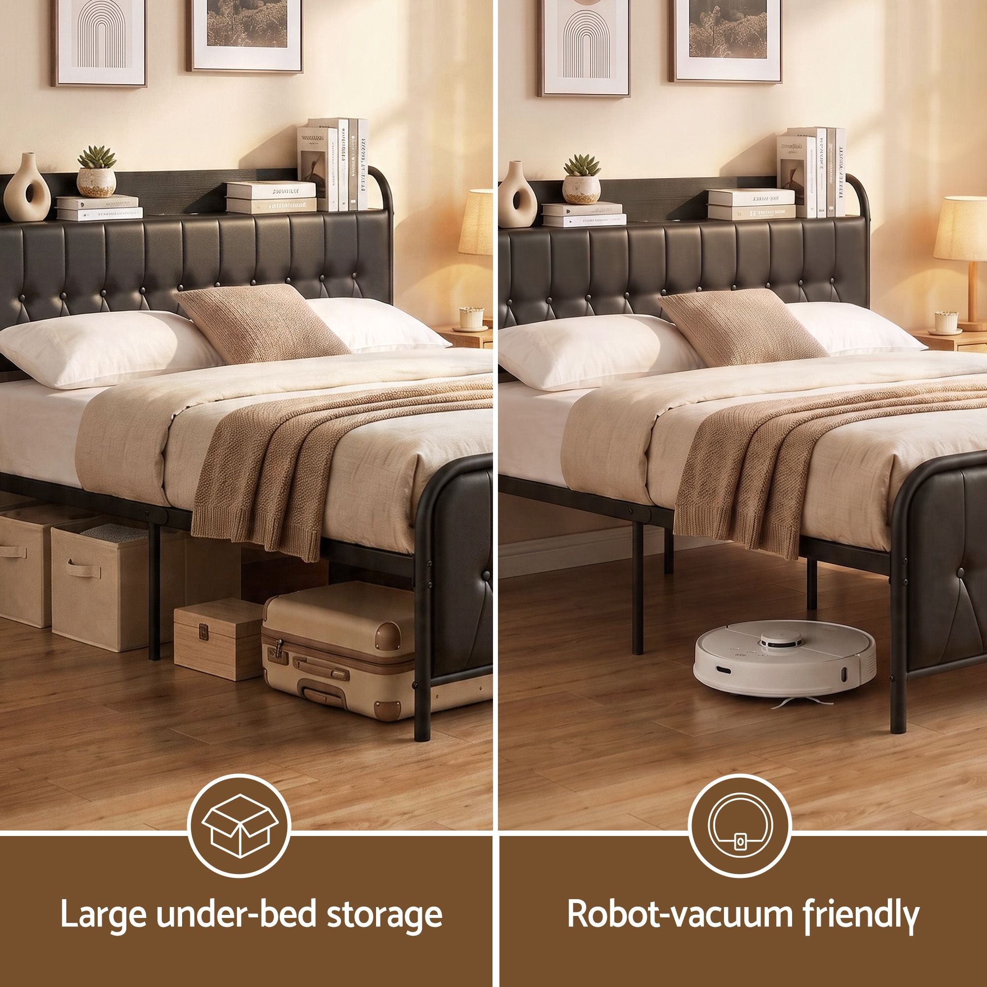 King Bed Frame Storage Headboard Charging Station | Simplede
