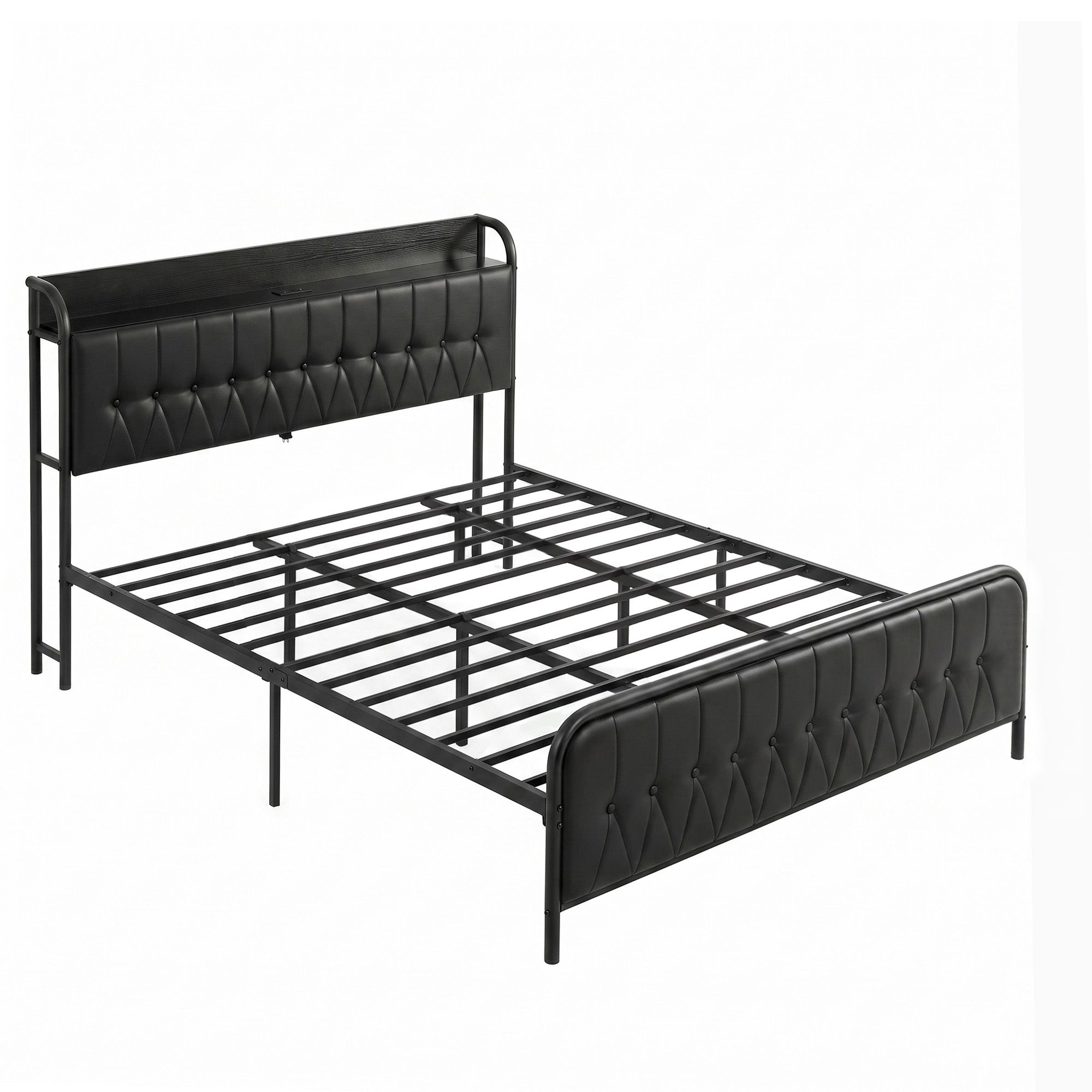King Bed Frame Storage Headboard Charging Station | Simplede