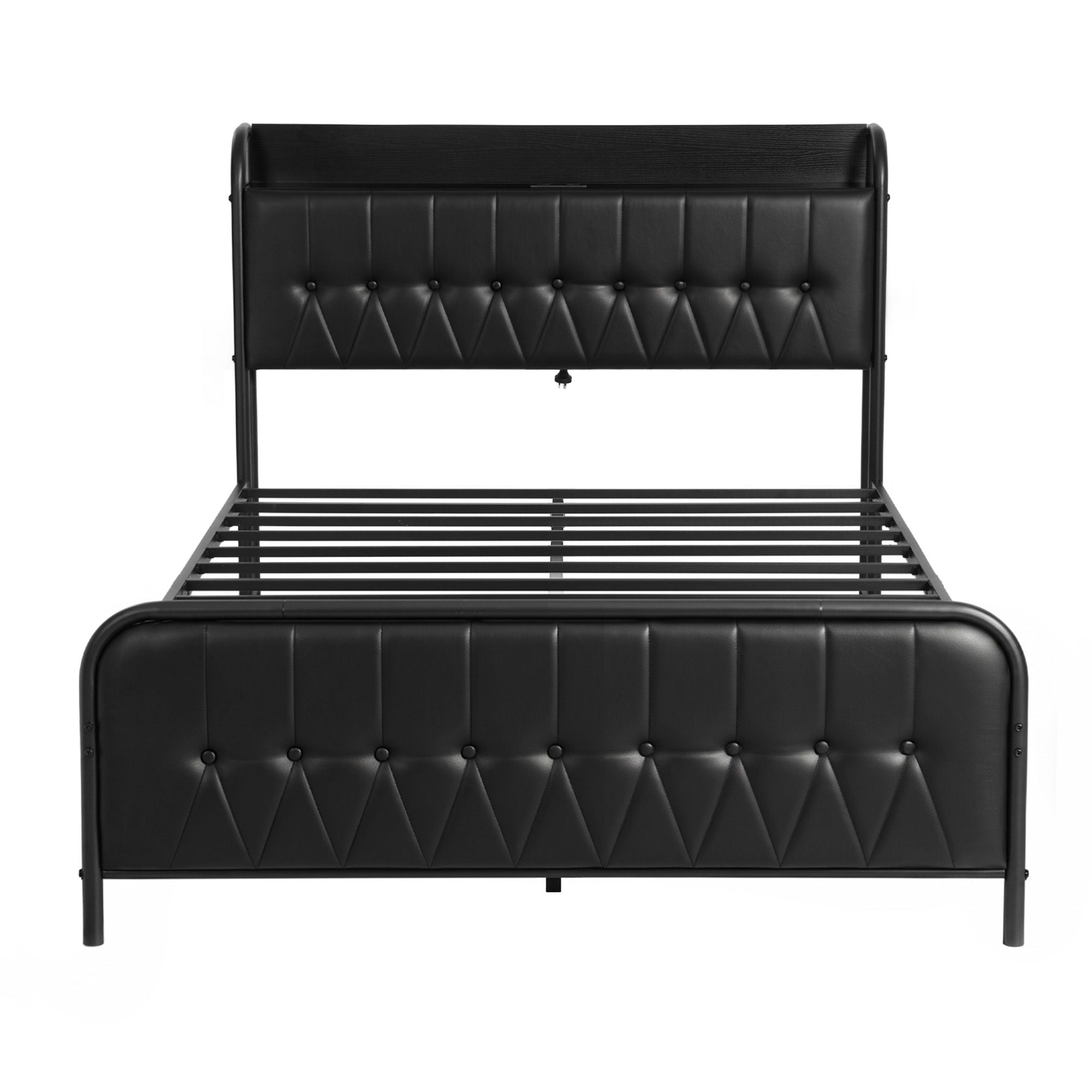 Queen Bed Frame Storage Headboard Charging Station | Simpled