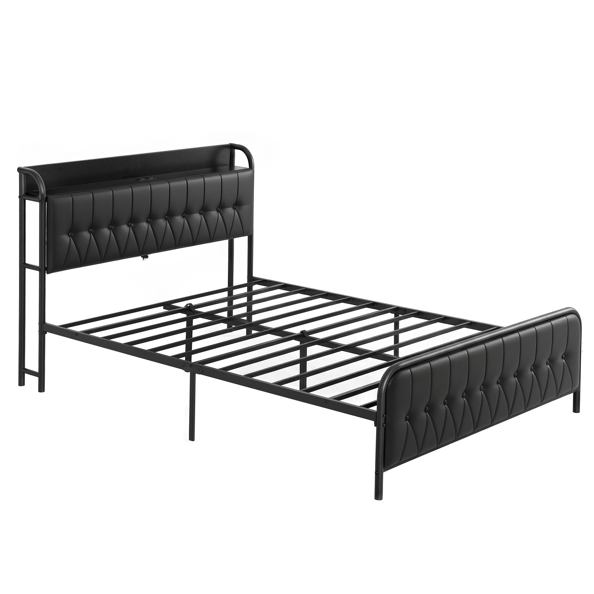 Queen Bed Frame Storage Headboard Charging Station | Simpled