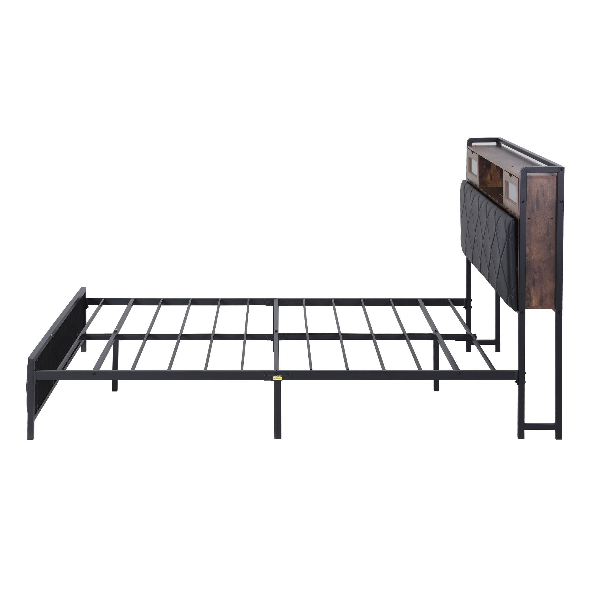 Double Bed Frame LED Lights USB Charging Headboard | Simpled
