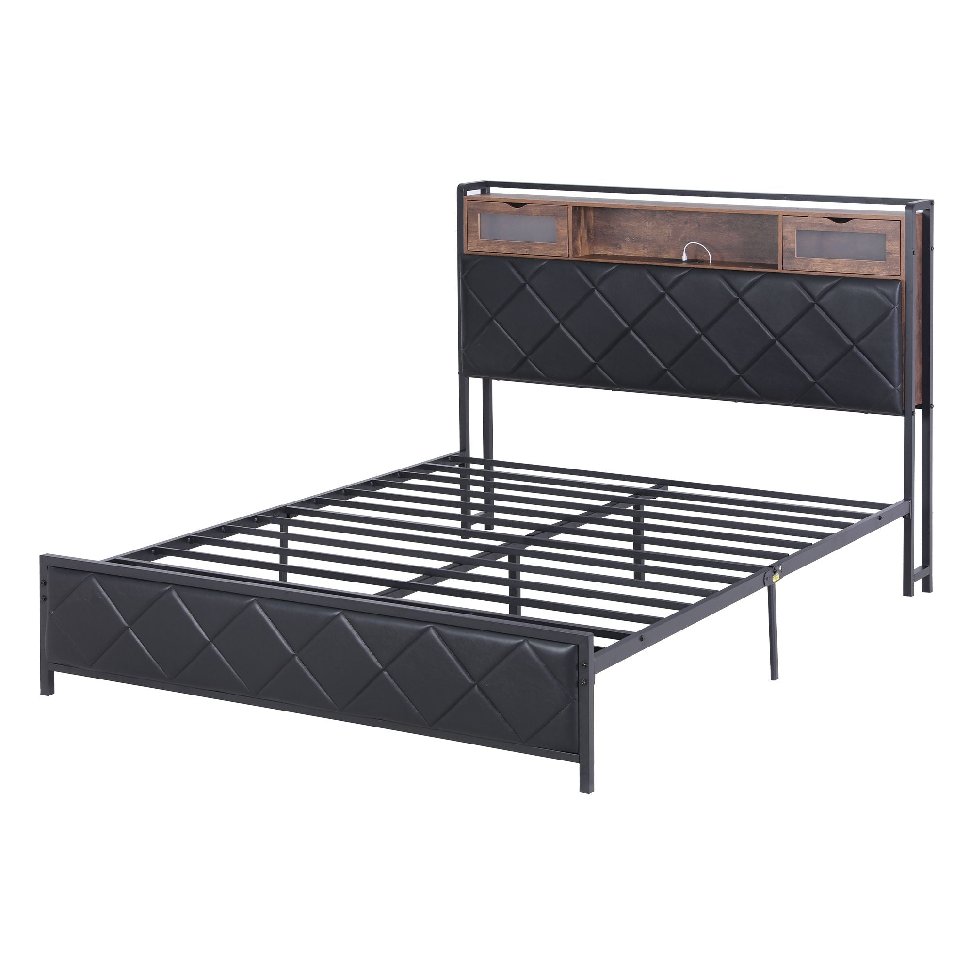 Queen LED Bed Frame Storage Headboard Charger | Simpledeals
