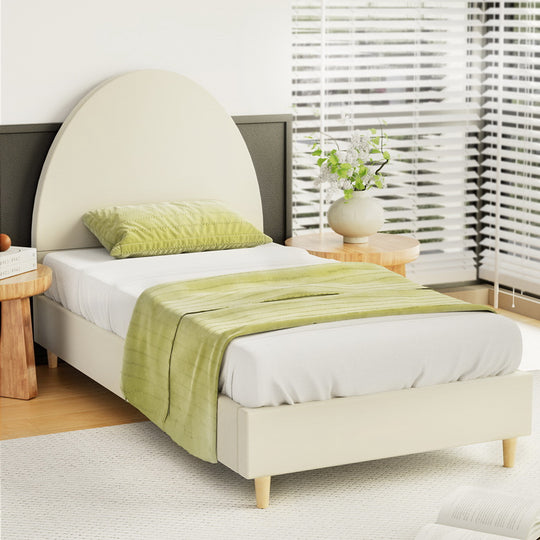 Double/Queen/Single/King Bed Frame Arched-Cream