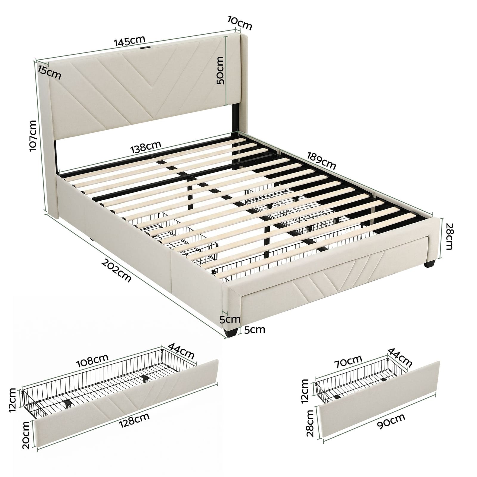 Double Bed Frame Storage king
