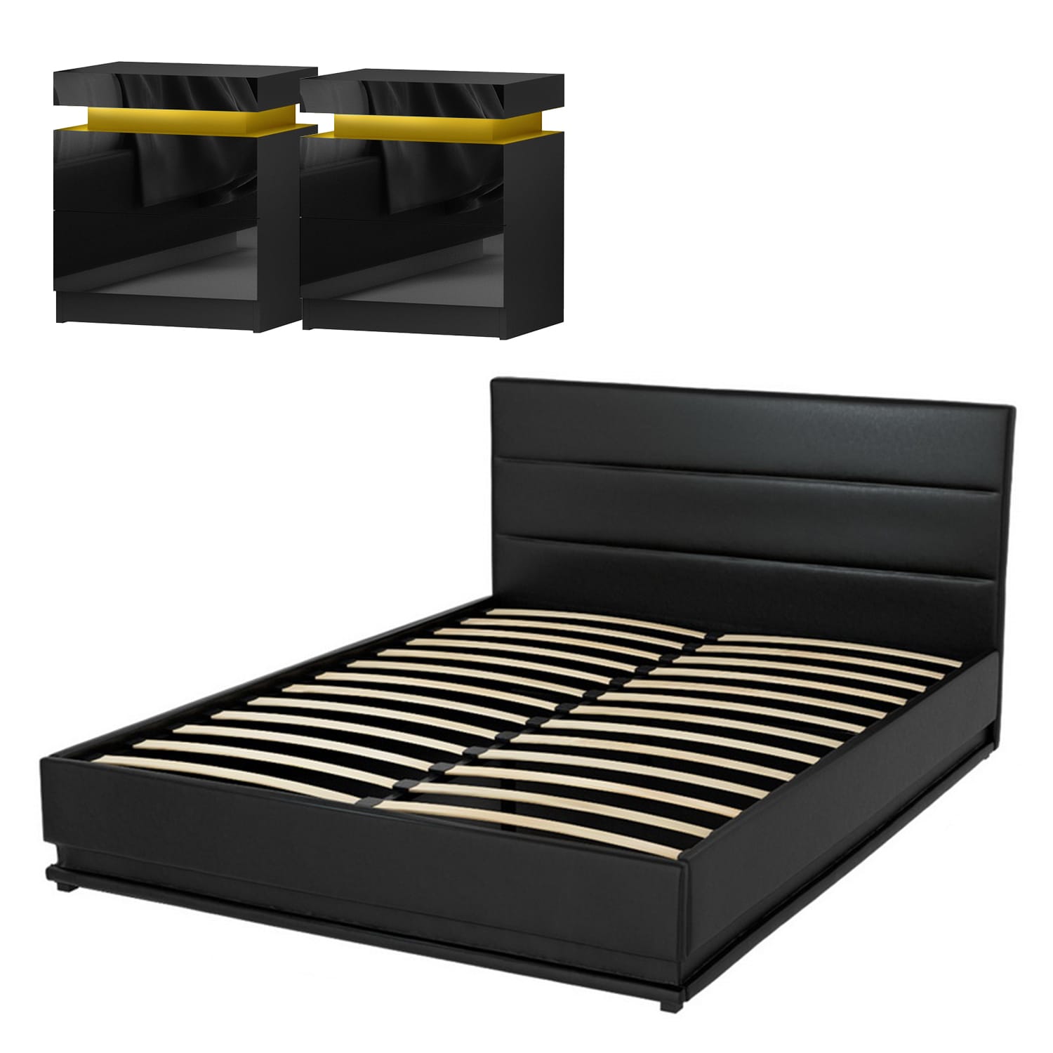 Queen Bed Frame With Colour Lighting 203x153cm